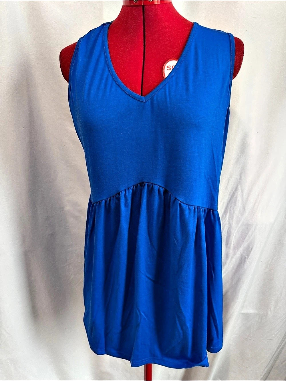 ISERMEQ V-Neck Mini Dress in Blue Size Large NWT